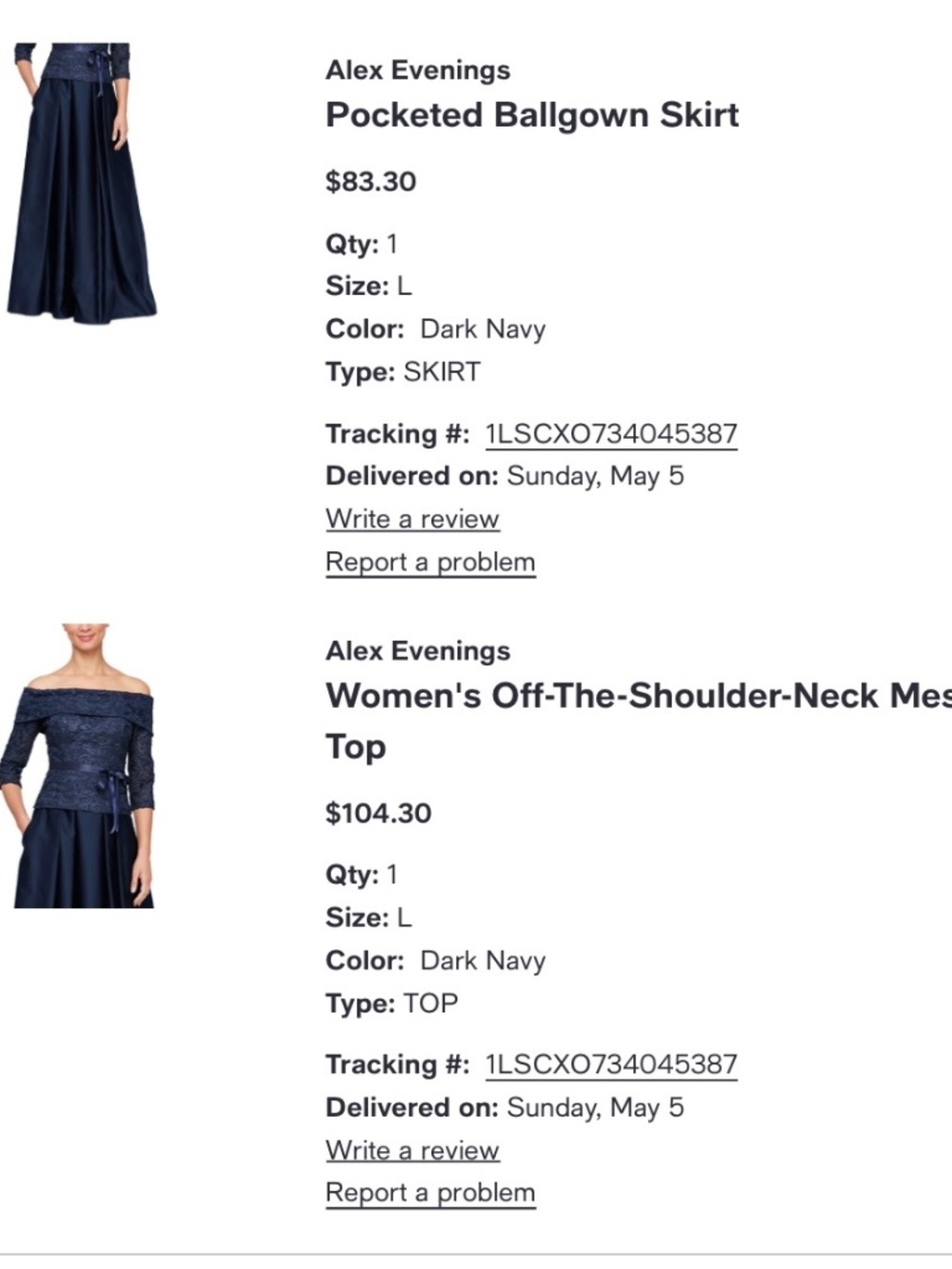 Alex Evenings Women's Off-the-Shoulder-Neck Mesh Top And Matching Lng Skirt - Picture 6 of 6